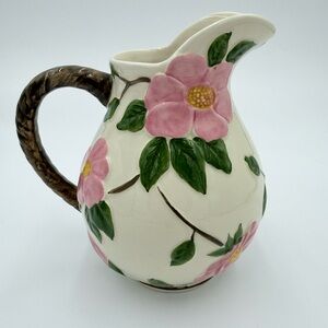 Franciscan Pitcher Floral Desert Rose Large Vintage Art Pottery 64oz Jug 9.5”
